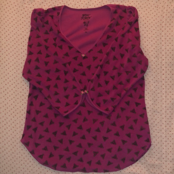 Vintage Betsey Johnson •  V-Neck  Floral Patterned Sleep Shirt - Picture 6 of 7